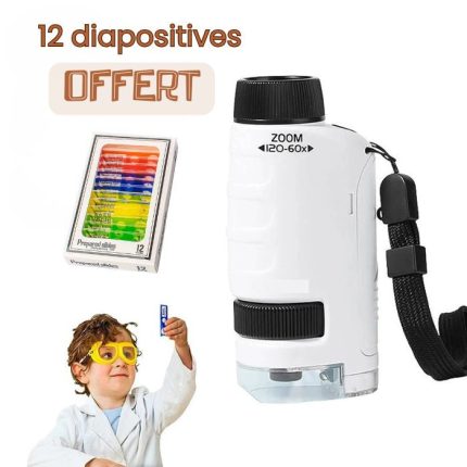Les Jeux Montessori Pocket Microscope Up to 120X Magnification White