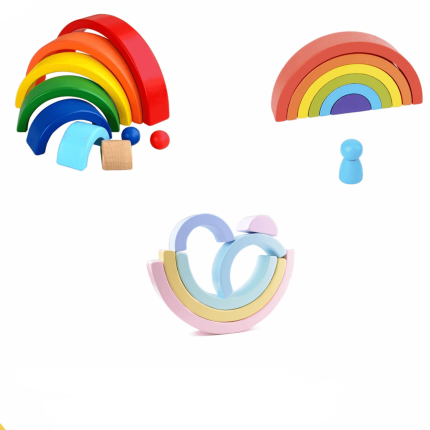 Les Jeux Montessori Puzzle Bois Arc‑en‑ciel Pastel Petit
