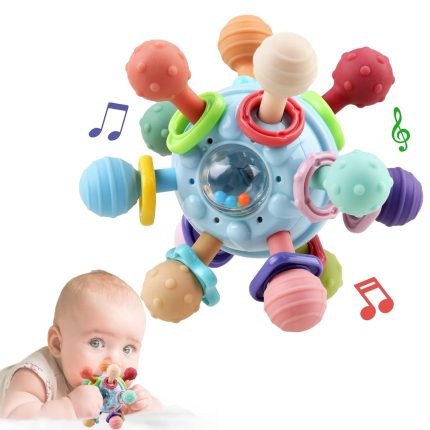 Les Jeux Montessori Multi‑Sensory Baby Teething Rattle 12‑Point