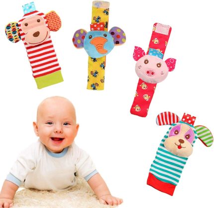 Les Jeux Montessori Sensory Rattle Socks ABS 4‑Pack