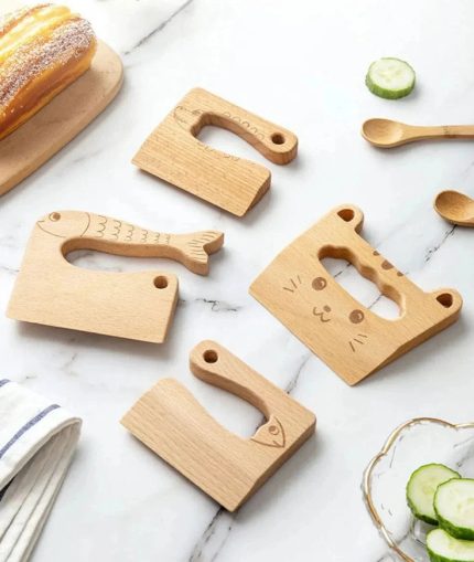 Les Jeux Montessori Couteau En Bois Sécurisé Pour Enfants