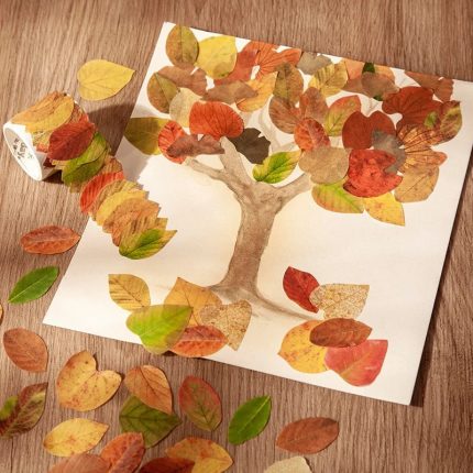 Lot d'Autocollants Feuilles d'Automne Washi Montessori Éco‑Friendly